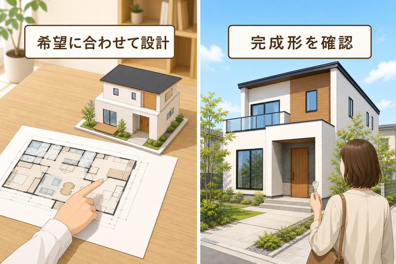 設計を選ぶ注文住宅と完成形を確認する建売住宅の比較