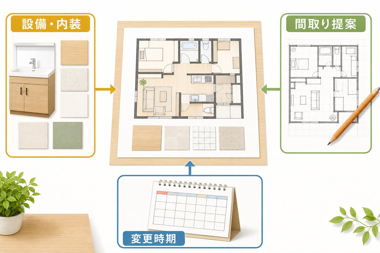 契約前に設備や間取り提案、変更時期を確認する図